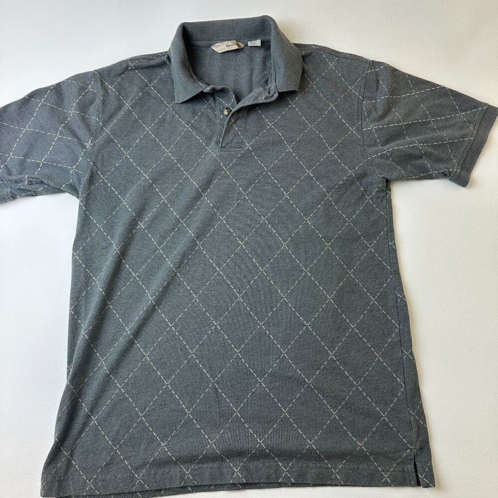 Basic Equipment Polo Shirt Mens Medium Diamond Pattern Short Sleeve Casual Golf